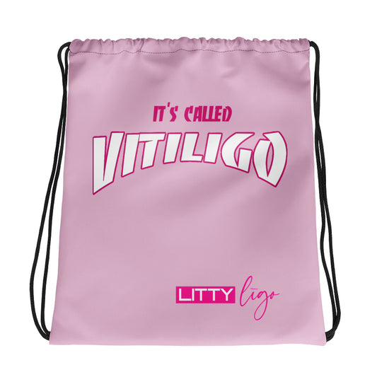 It's Called Vitiligo Pink Diamond Drawstring Bag