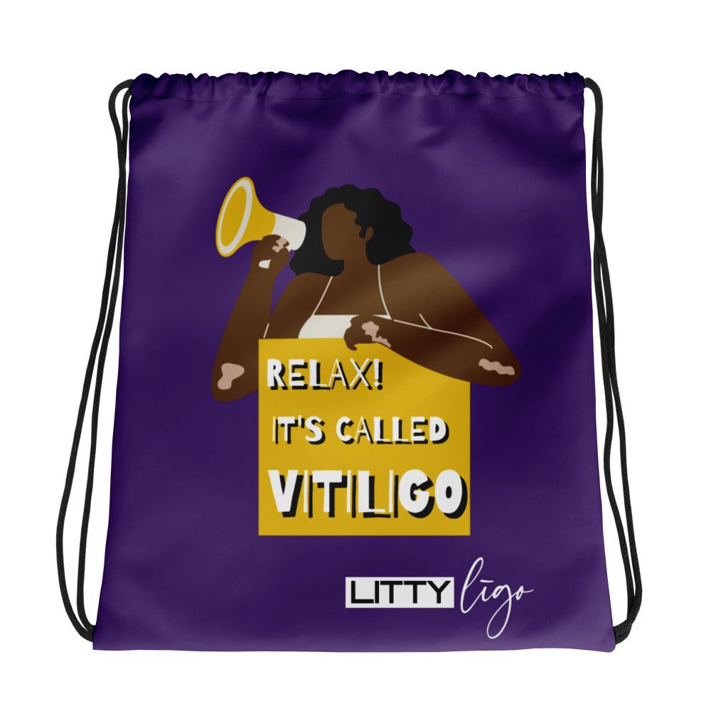 It's Called Vitiligo Purple Drawstring Bag